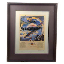 Original Signed Limited Edition Print: Framed “Johnnie Johnson” by Nicholas Trudgian Signed by Johnson, Flying Ace with 34 Victories - 386/1500 - 22 1/4 x 27 1/4”