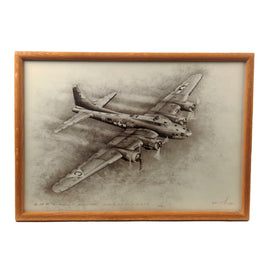 Original Signed Limited Edition Print: Framed “B-17F 'Knockout Dropper' First to Fly Fifty” by Witkoff Signed by Artist - 114/500 - 15 ¼ x 21 ¼”