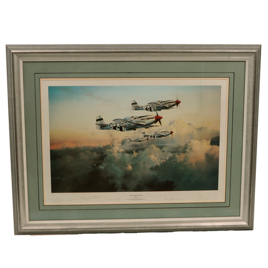 Original Signed Limited Edition Print: Framed “Fourth Fighter Patrol” by Robert Taylor Signed by Four Aces Decorated by the USAAF & RAF - 288/1000 - 30½ x 39½” Original Items