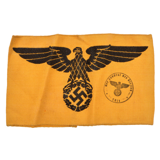 Original German WWII Embroidered Army State Service Volunteer Eagle Armband with Depot Stamp Original Items