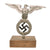 Original German WWII NSDAP National Socialist Party First Pattern Flag Pole Finial "Topper" with Wood Stand - Plated Brass Original Items