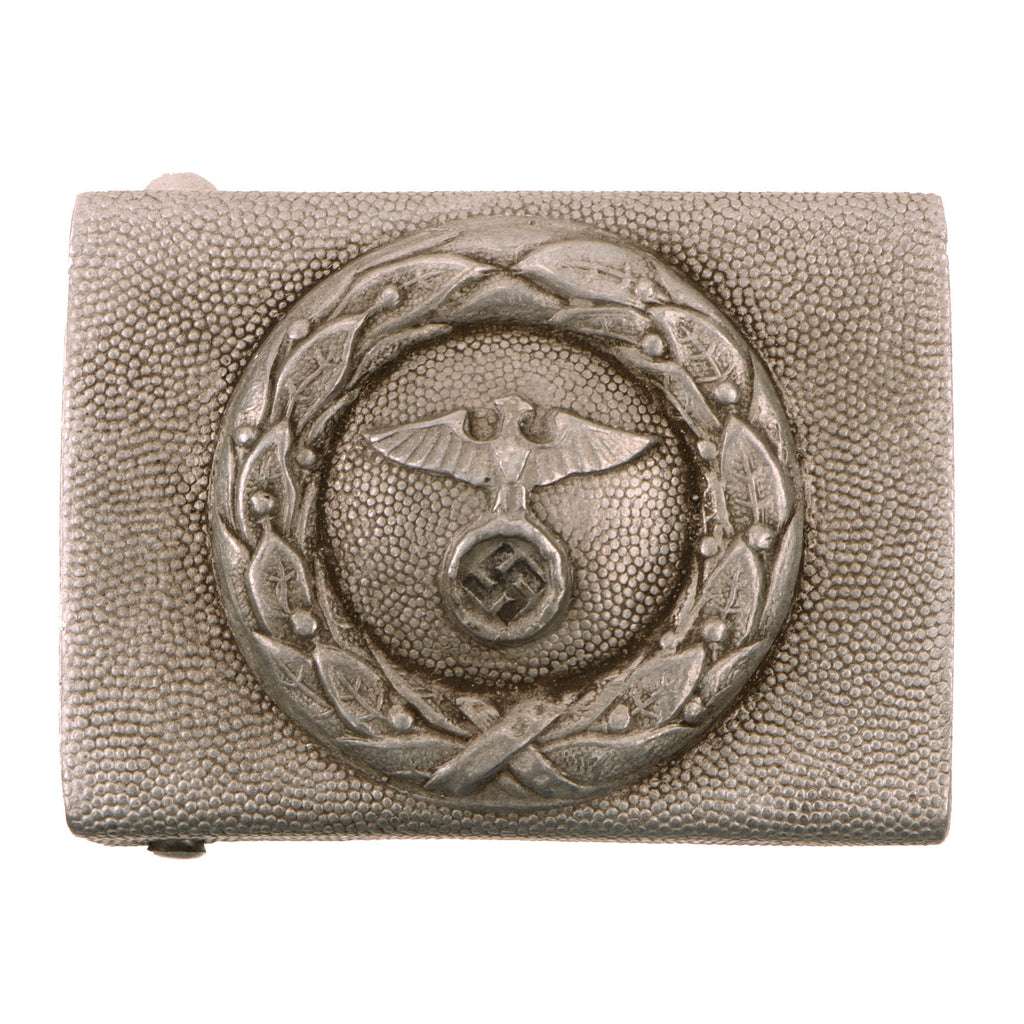 Original German WWII RLB Air Raid Protection Pebbled Aluminum EM/NCO Belt Buckle - Reichs Luftschutz Bund Original Items