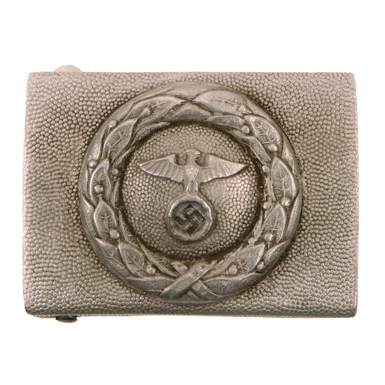 Original German WWII RLB Air Raid Protection Pebbled Aluminum EM/NCO Belt Buckle - Reichs Luftschutz Bund Original Items