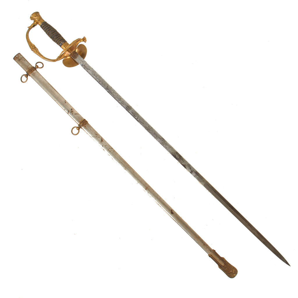 Original U.S. Indian Wars Era Model 1860 Army Staff and Field Officer Sword with Etched Blade & Scabbard by B. Pasquale Co. of San Francisco, California Original Items