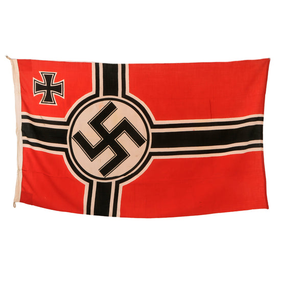 Original German WWII Kriegsmarine 100cm x 170cm Naval Battle Flag by Plutzar & Brüll KG - Reichskriegsflagge Original Items