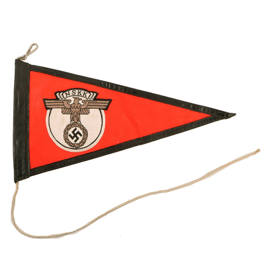 Original German WWII NSKK Vehicle Staff Car Pennant Flag with Faux Leather Trim - 6 3/4" x 12 1/4" Original Items