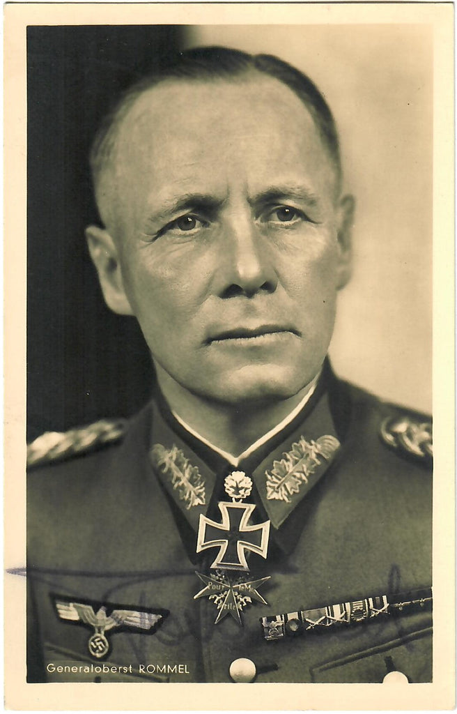 Original German WWII Generalfeldmarschall Erwin Rommel 9cm x 14cm Signed Photo Postcard - Circa 1942 Original Items