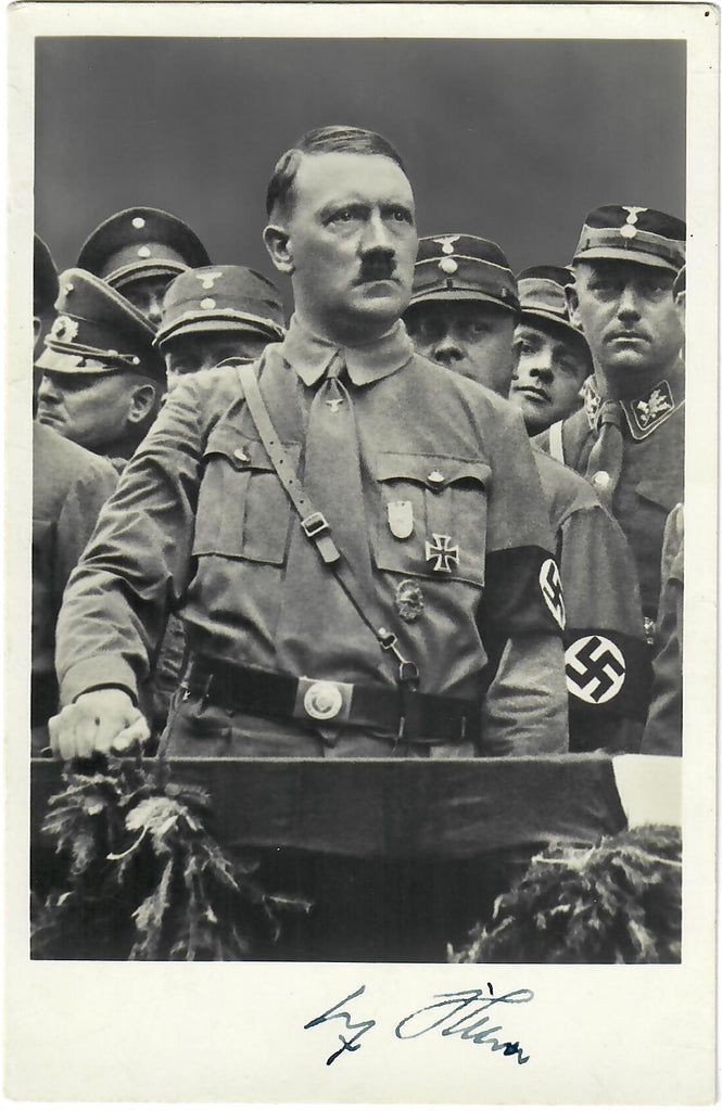 Original German WWII Der Führer Adolf with Sturmabteilung 9cm x 14cm Signed Photo Postcard - Circa 1934 Original Items
