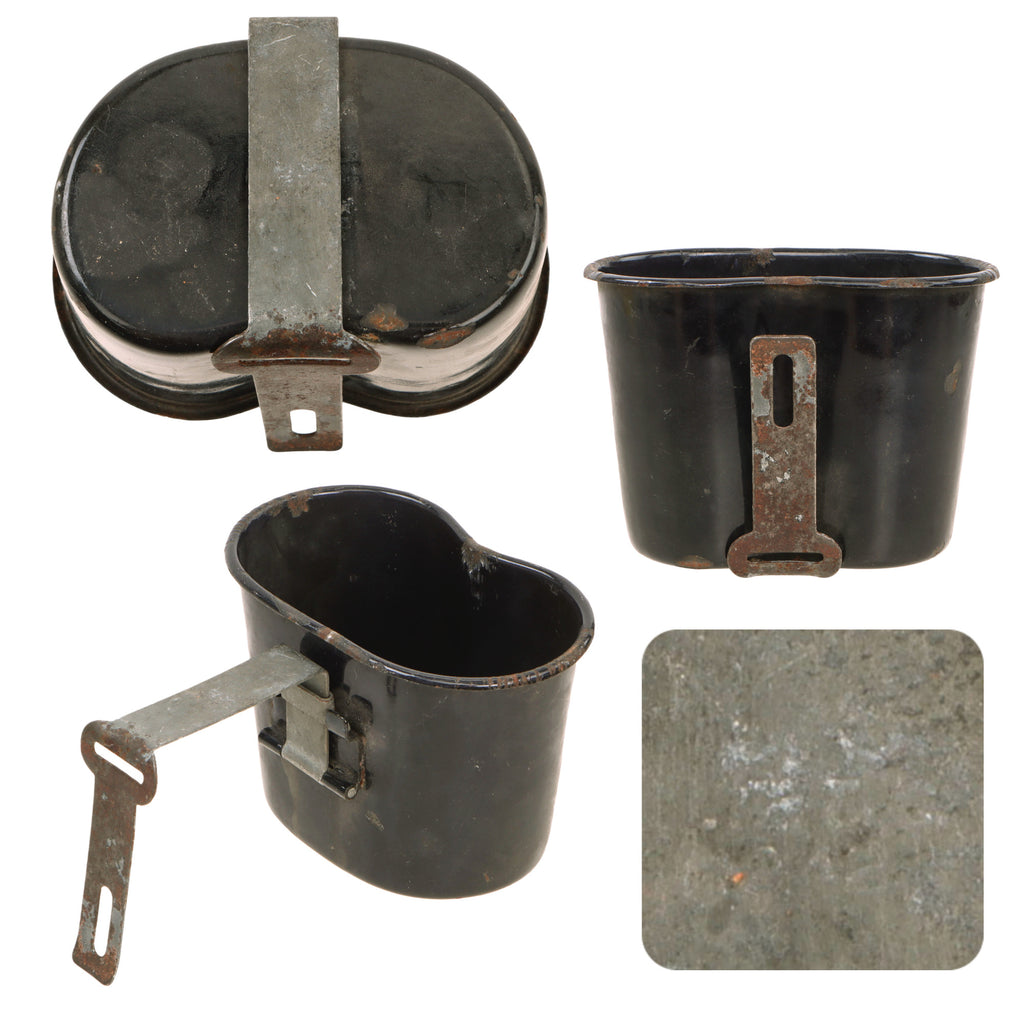Original U.S. WWII M1942 Experimental Blue Porcelain Enamel Canteen Cup by Landers, Frary & Clark - Dated 1942 Original Items