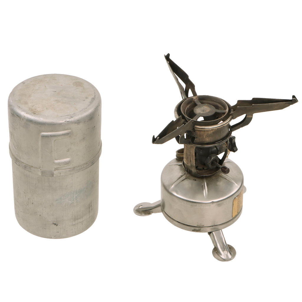 Original WWII U.S. Issue Coleman Gasoline Camp Stove in Bayonet "F" Canister - Dated 1945 Original Items