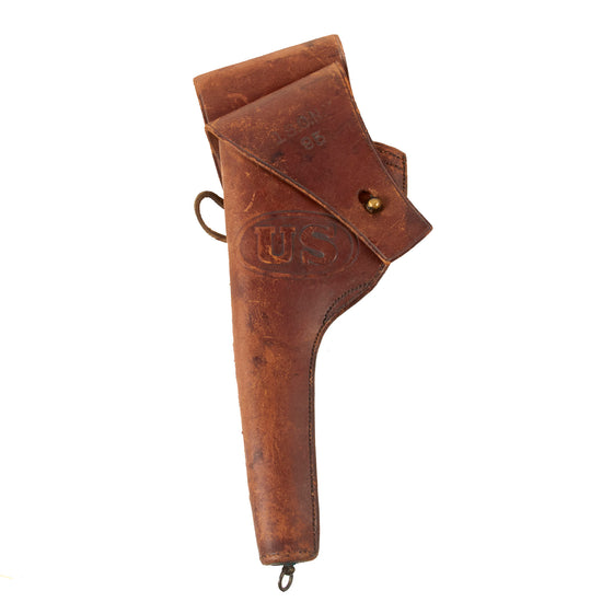 Original U.S. WWI Colt New York National Guard Marked M1892 / S&W M1902 Revolver Holster by Rock Island Arsenal - Dated 1908 Original Items