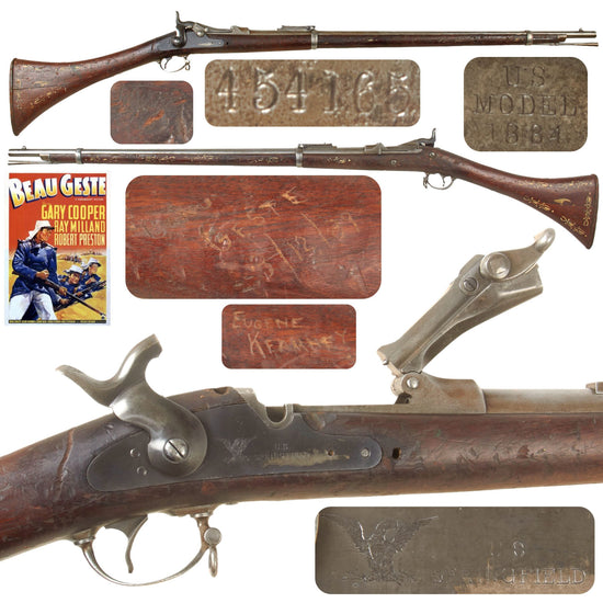 Original U.S. Springfield Model 1884 Trapdoor Rifle Converted to a Jezail-Style Prop for the 1939 Film "Beau Geste" with Named Inscription - 1889 Production - Serial No. 454165
