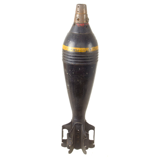 Original Japanese WWII Type 100 HE 81mm Inert Mortar Round with Fuze & Original Depot Paint - Dated April 1943 Original Items