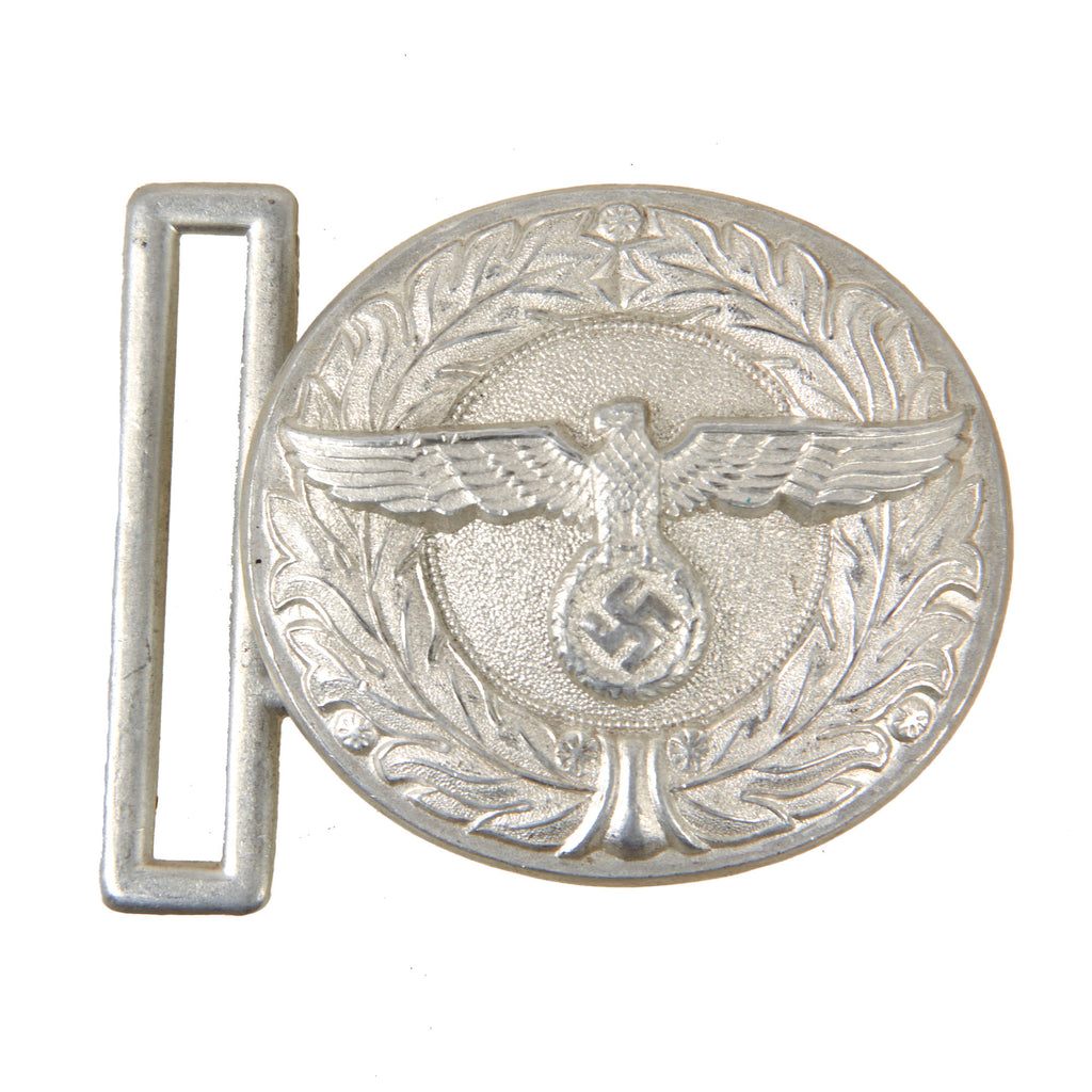 Original German WWII Zollgrenzschutz Land Customs Officer Aluminum Brocade Belt Buckle