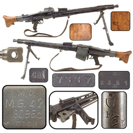 Original German WWII MG 42 Inert Display Machine Gun by Gustloff-Werke, 1944 Production, with Original Divided Sling and Basket Belt Carrier