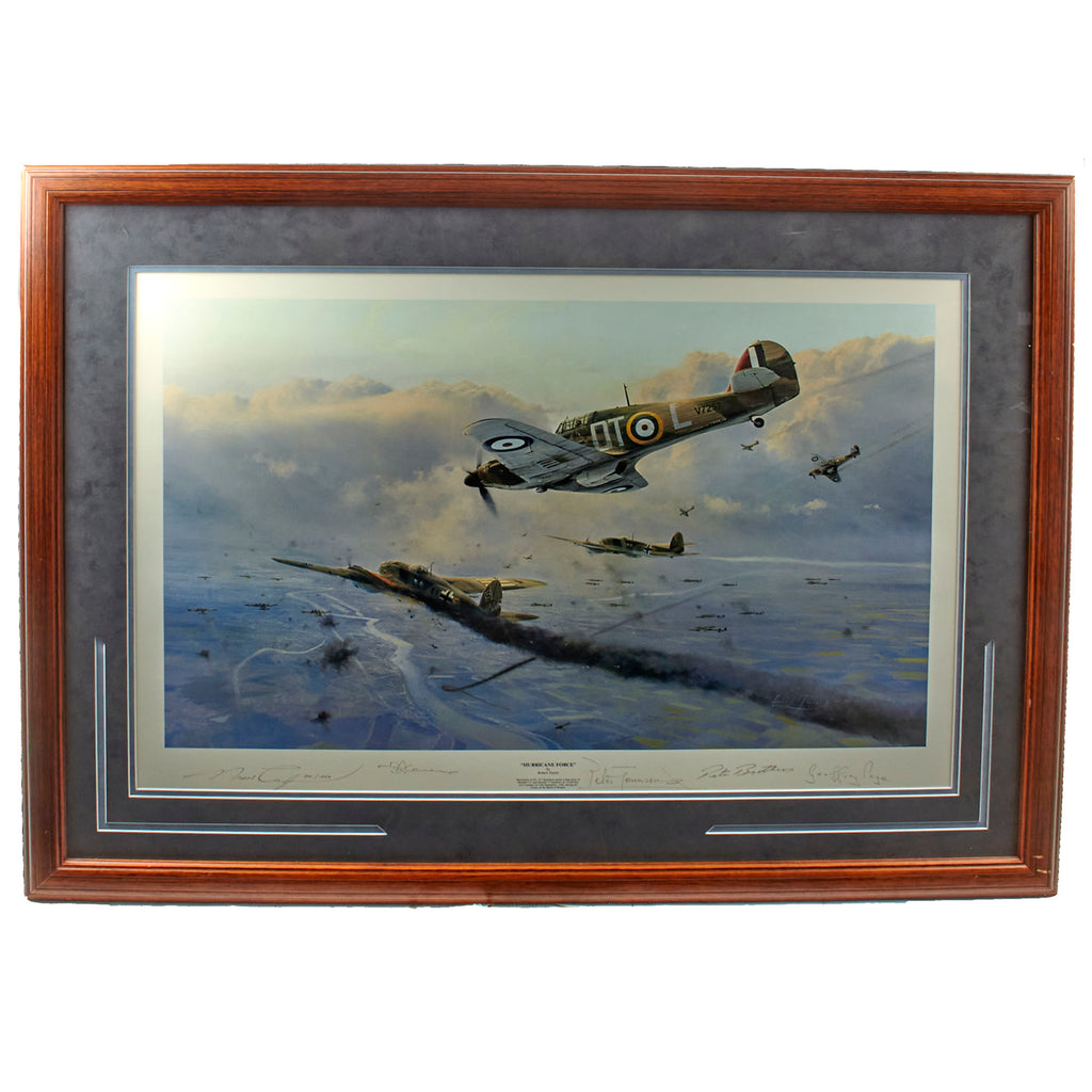 Original Signed Limited Edition Print: Framed “Hurricane Force” by Robert Taylor Signed by Four Battle of Britain Hurricane Aces - 300/1250 - 30 ½ x 40 ½” Original Items