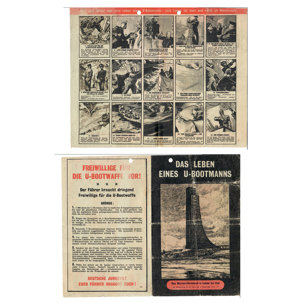 Original WWII British Anti-German U-Boat Recruitment Propaganda Leaflet "Das Leben eines U-Bootmanns" Circa 1942