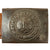 Original German WWII Army Heer EM/NCO Steel Belt Buckle with Leather Tab - Service Used Original Items