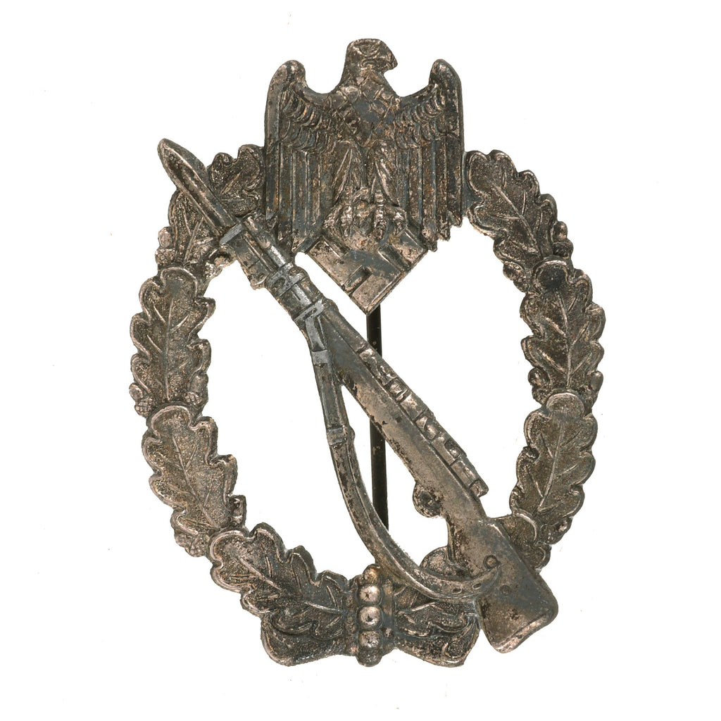 Original German WWII Silver Grade Infantry Assault Badge - Unmarked Solid Back Original Items