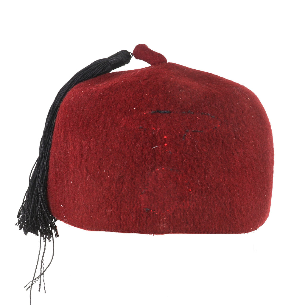 Original German WWII Waffen SS M43 Maroon Parade Fez for Foreign Volunteers with Tassel & Sweatband - Removed Insignia Original Items