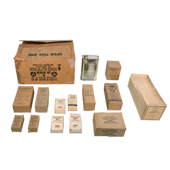 Original U.S. Vietnam War Era Civil Defense Community Fallout Shelter Medical Kit A With Contents Original Items