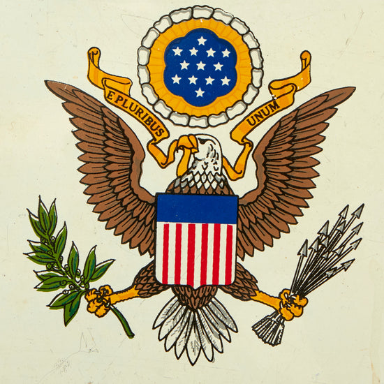 Original U.S. Vietnam War Era Assistant Secretary of the Army Vehicle Pennant Plate with Painted Eagle Seal - 5⅞ x 8⅞” Original Items