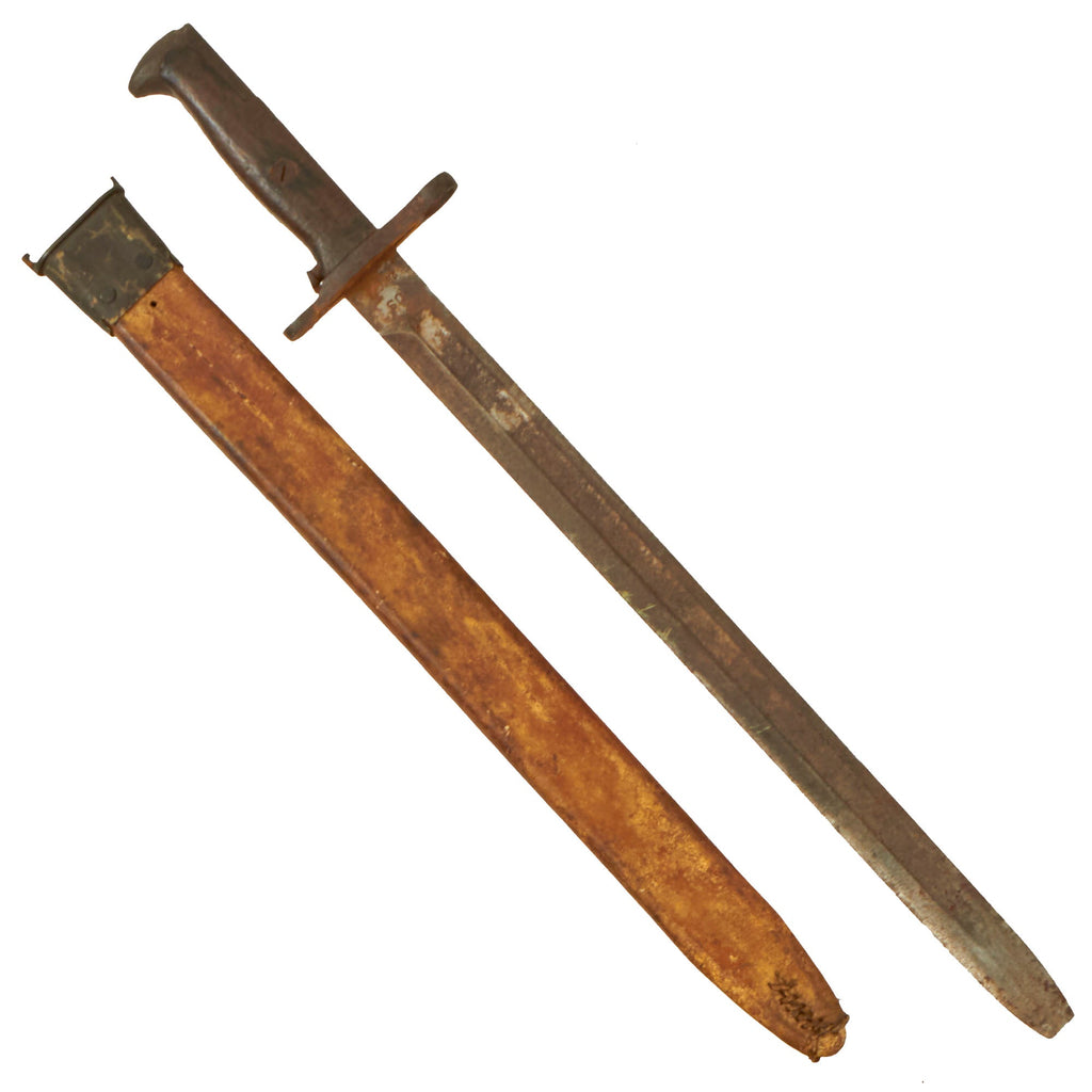 Original U.S. WWI M1905 Springfield 16 inch Rifle Bayonet marked S.A. with M1910 Scabbard - No Sleeve - Dated 1908 Original Items