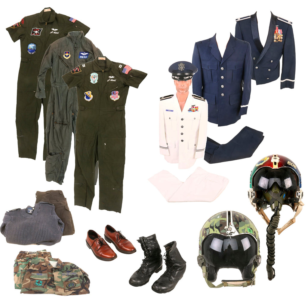 Original U.S. Vietnam War Era Air Force Uniform & HGU-26/P Flight Helmet Grouping with Medal & Ribbon Bars - Colonel Robert Mead Original Items