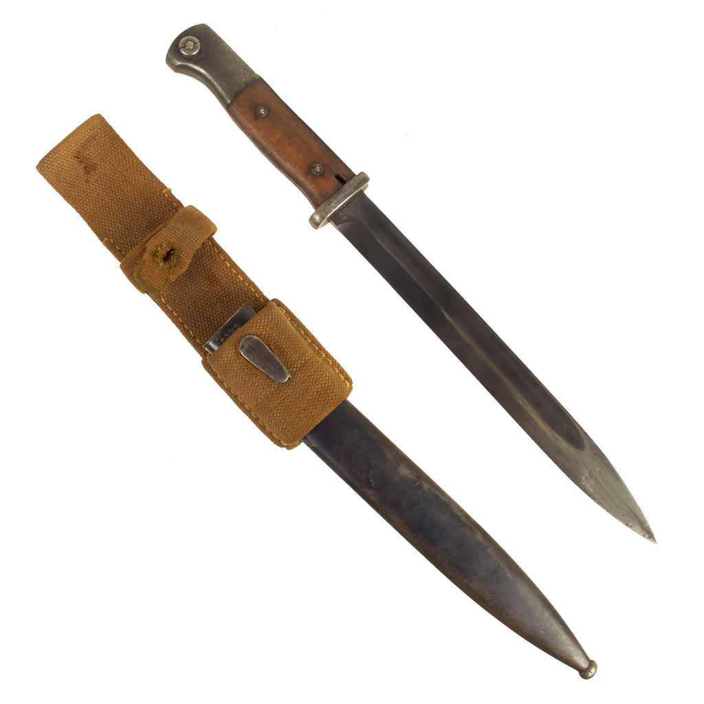 Original German Pre-WWII 98k Bayonet by E. & F. Hörster with 1941 dated Scabbard & Tropical Deutsches Afrika Korps DAK Web Frog - Matching Serial 2095 h Original Items