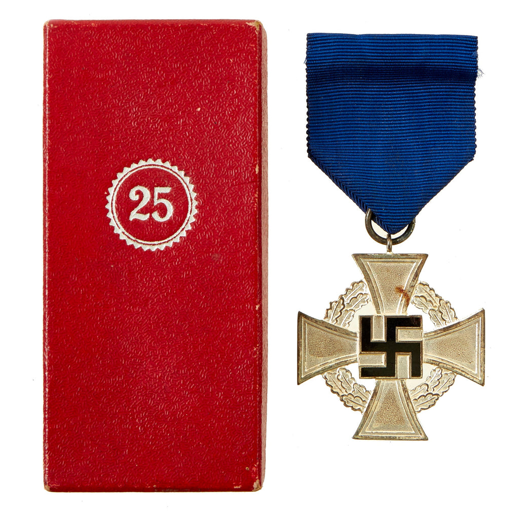 Original German WWII 2nd Class 25 Year Civil Service Faithful Service Medal in Case by Franz Reischauer Original Items