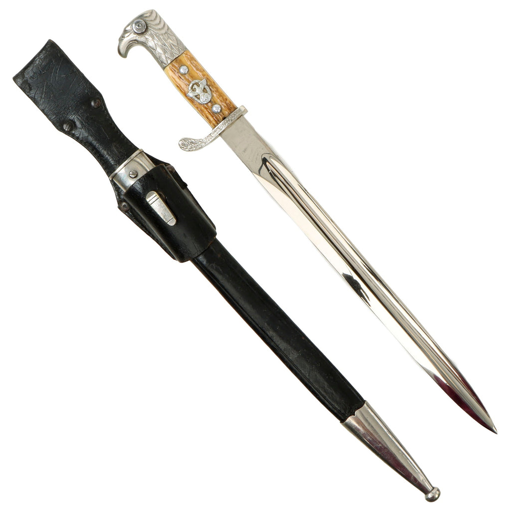 Original German WWII Dresden Metropolitan Police Long Dress Bayonet by P.D. Lüneschloss with Scabbard & Frog - Matching Unit Marks Original Items