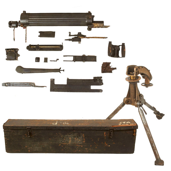 Original British Vickers Machine Gun Parts Set with Colt Tripod and Transit Chest - Nepalese Contract Serial Number 12 Original Items