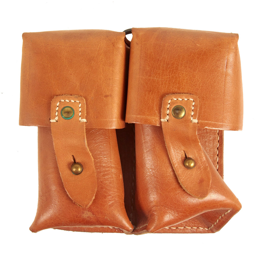 Original Cold War Yugoslavian SKS Carbine Stripper Clip Leather Double Ammo Pouch - 7.62×39mm Original Items
