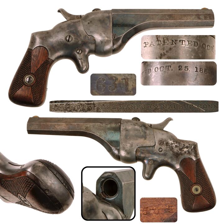 Original U.S. Excellent Hammond "Bulldog" .44 Rimfire Pocket Pistol by Connecticut Arms & Mfg. Co. Serial 631 - circa 1865 Original Items