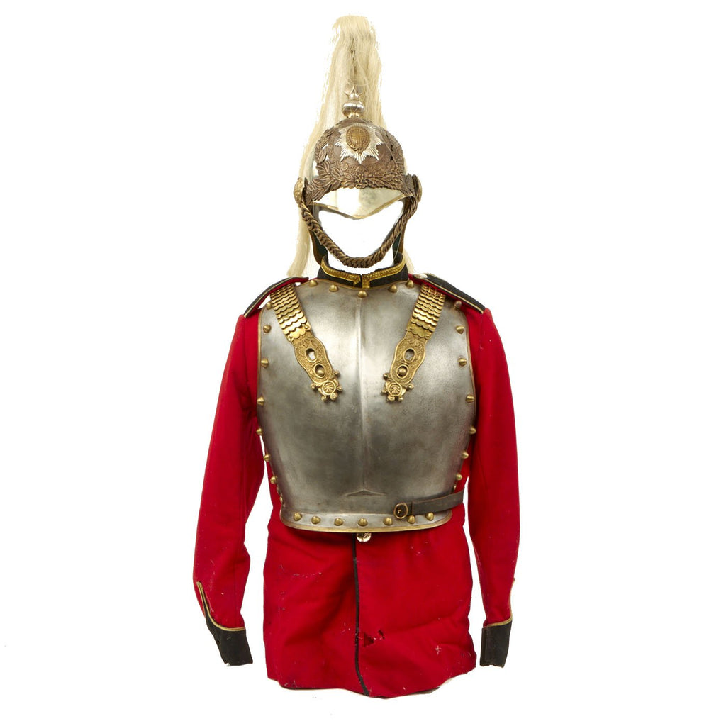 Original British ERII Household Cavalry Life Guards Helmet, Cuirass, and Tunic Set - Circa 1960-70 Original Items
