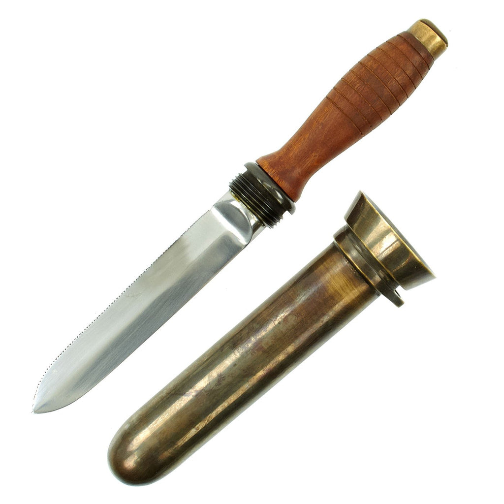 U.S. WWII MK 5 Deep Sea Diving Knife with Brass Scabbard and Belt New Made Items