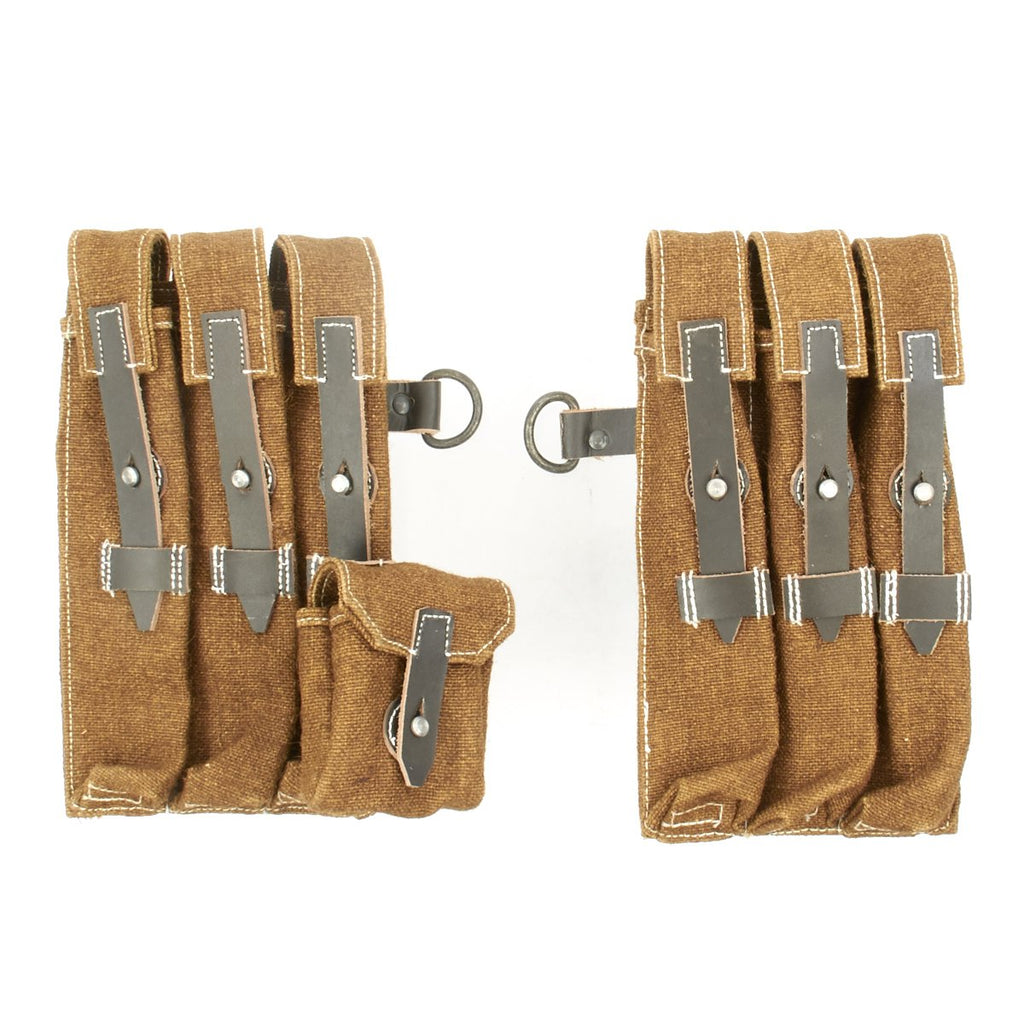 German WWII MP 40 Magazine Brown Jute and Leather Pouch Set - Maschinenpistole 40 New Made Items
