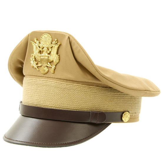 U.S. WWII Officer Visor Crusher Cap in Khaki New Made Items