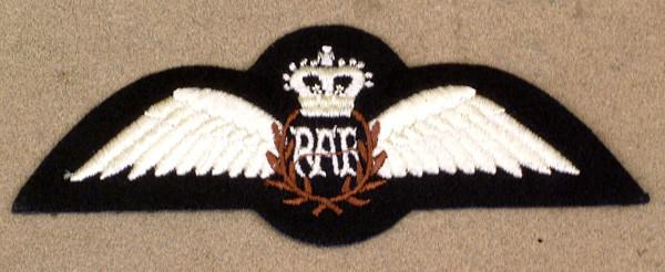British Embroidered R.A.F. Pilot Badge: WWII New Made Items