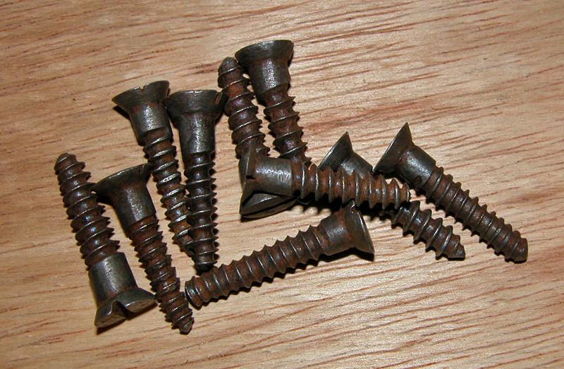 British 19th Century Set of 10 Large Wood Screws Original Items