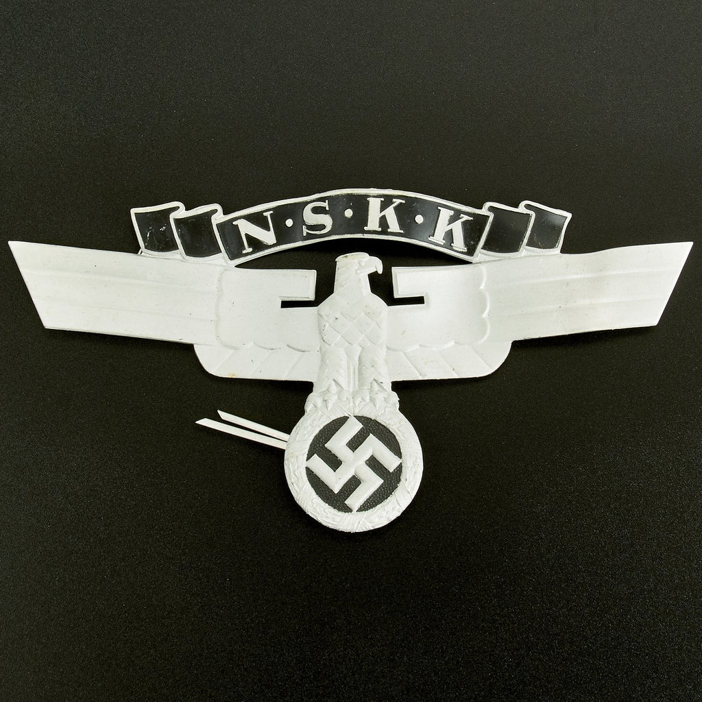 Original German WWII 2nd Pattern NSKK Crash Helmet Eagle Badge Plate - New Old Stock Original Items