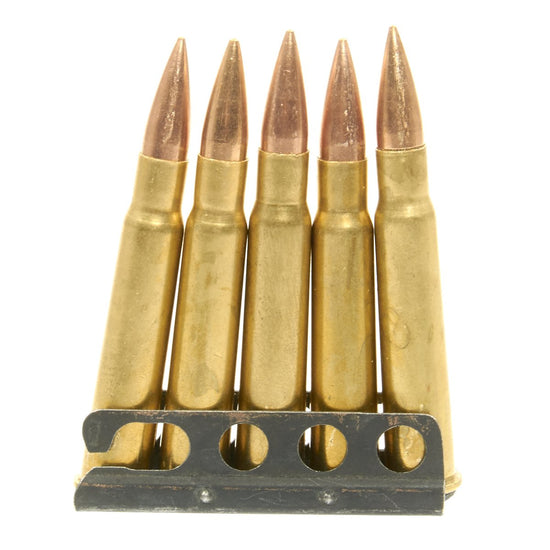 Original British WWII-Style Set of 5 Dummy .303 British Cartridges in Lee-Enfield Stripper Clip Original Items