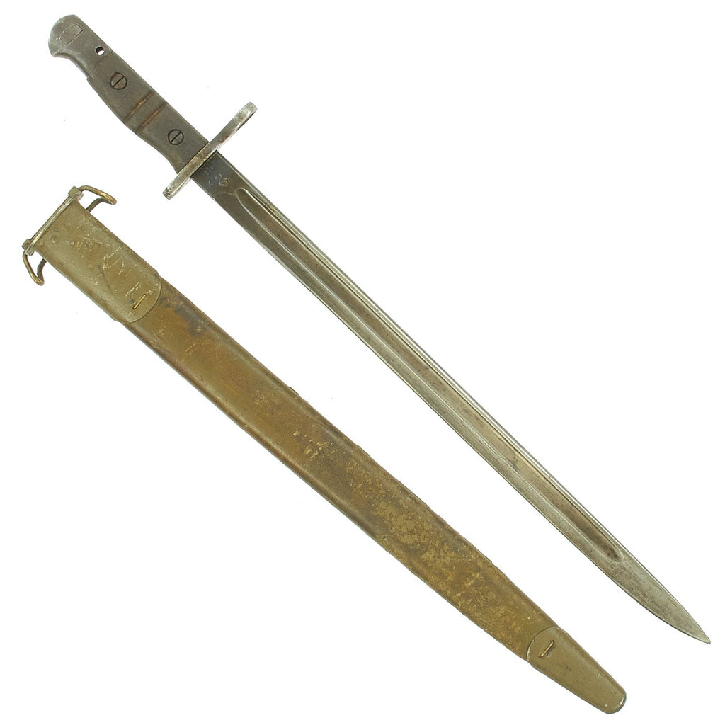 Original U.S. WWI M1917 Enfield Rifle Bayonet by Winchester with Scabbard - dated 1917 Original Items