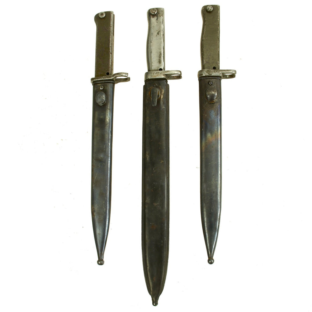 Original German WWI Set of Three Steel Hilt Ersatz Bayonets with Scabbards - Carter Types EB4, EB9 & EB37 Original Items