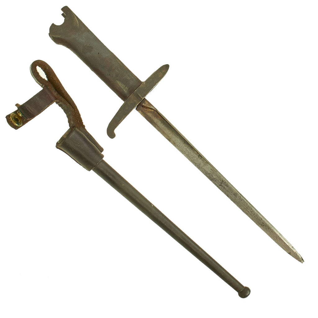 Original British WWI Steel Hilt Pritchard Bayonet for the Webley MkVI Pistol with Scabbard & Frog Original Items