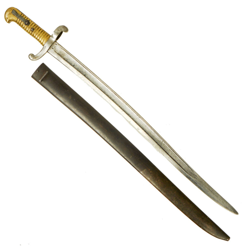 Original French Modèle 1842 Yataghan Saber Bayonet by Châtellerault with Scabbard - dated 1856 Original Items