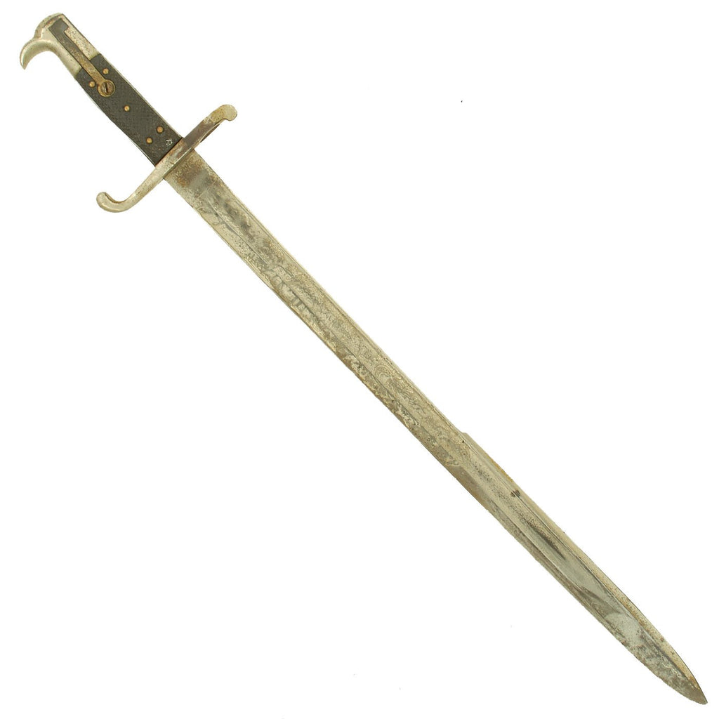 Original German 19th Century Nickel Plated Hirschfänger Sword Bayonet for the Mauser 1871 Rifle Original Items
