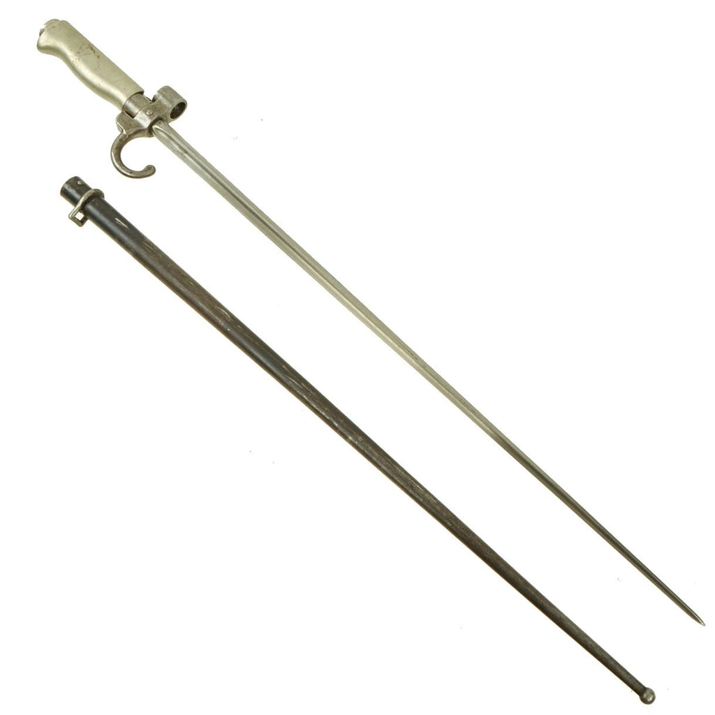 Original French WWI Lebel M.1886 Nickel Handle Cruciform Épée Bayonet with Steel Scabbard Original Items