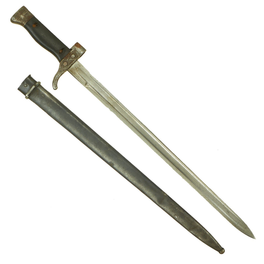 Original Pre-WWI French Modèle 1892 Mannlicher Berthier Rifle Bayonet with Shortened Quillon & Scabbard Original Items