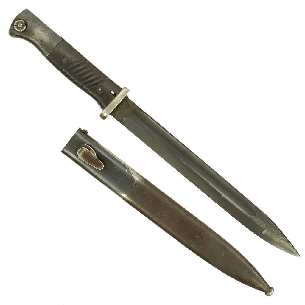 Original German WWII 98k 41-dated Bayonet by Carl Eickhorn with Scabbard and Frog  - Matching Serial 6632 e Original Items